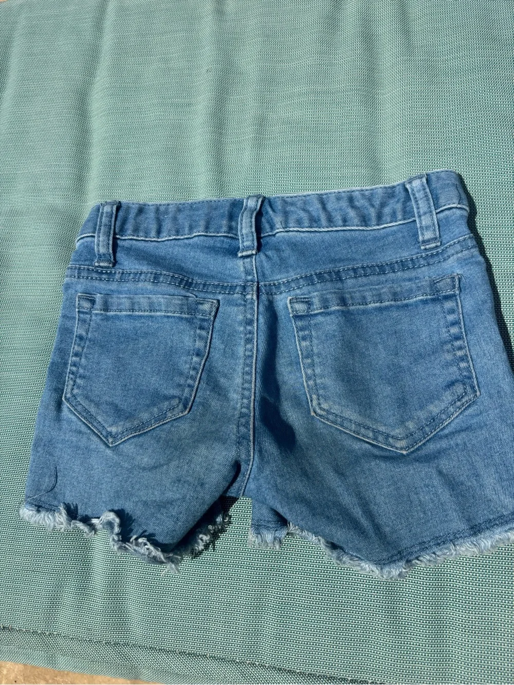 Justice Blue Denim Shorts with Multicolor Sequin Panels